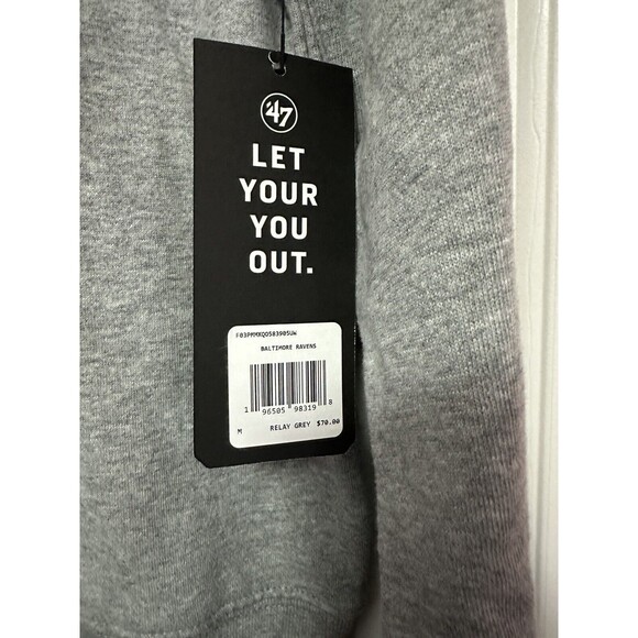 47 Brand Baltimore Ravens Strider Crew Sweatshirt Men's Medium Pullover Grey NEW - Picture 4 of 4